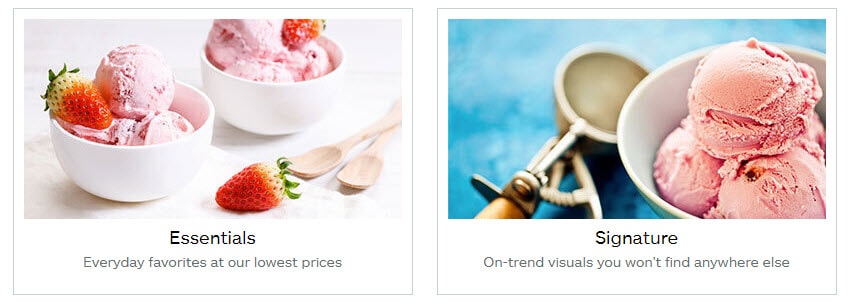 Stock Photography quality comparison from istock using bowls of ice cream in different compositions