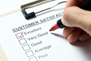 Customer satisfaction survey showing excellent response after using messenger marketing