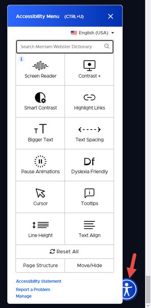 Example of a website overlay that claims to help people with disabilities when in fact it does not